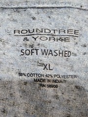 Roundtree Yorke Mens XL Blue Heather Tee Soft Washed Long Sleeve V Neck T-Shirt