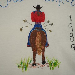 Vintage 1989 Hidden Springs Ranch Hand Painted Horse Tee White Cotton Men M