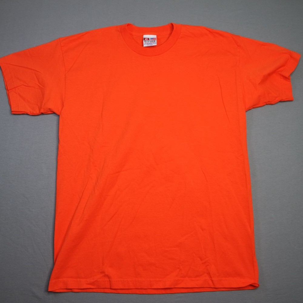 VTG Bayside T-Shirt XL Orange Blank Heavy Weight 100% Cotton Short Sleeve USA