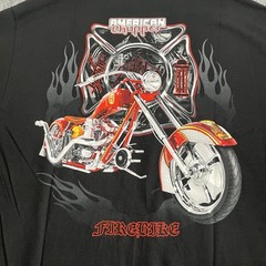 VTG American Choppers Discovery Channel T- Shirt Motorcycle Grunge Flames L Y2K