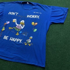 Vintage Don’t Work Be Happy Shirt Mens XL Blue 80S 90S Party Animal Tee USA