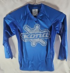 Kona Classic Athletic V-neck Jersey Graphic Print Mesh insets Long Sleeve Small