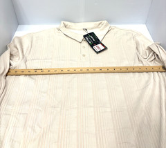 Mens Polo Collar Shirt Ribbed Pullover Solid Cream Off White Cozy Size 3XL New