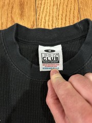Vintage Pro Club Heavyweight Thermal Shirt Mens Medium Black Long Sleeve Cotton