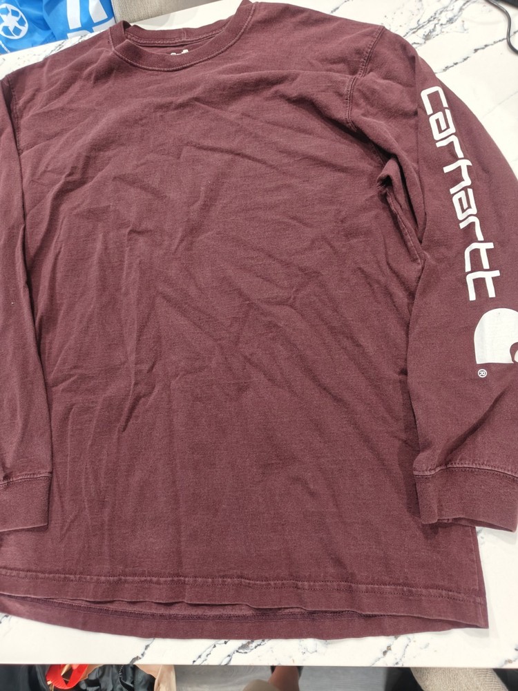 Carhartt Long Sleeve Pullover T-Shirt Mens Size Large Red Burgundy