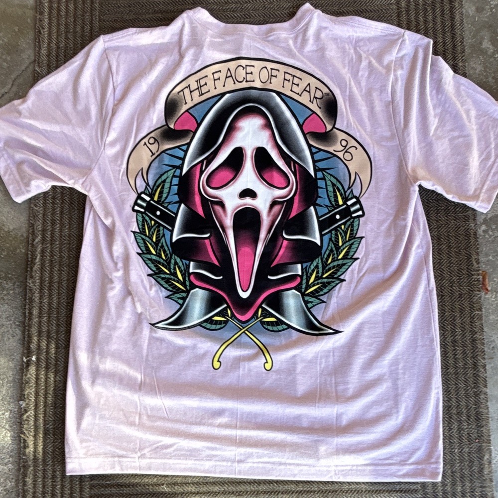 Bioworld Ghost Face Scream Pink Graphic Print Crew Neck T-Shirt Men’s XL