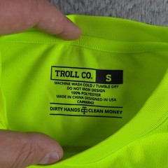 Troll Co Shirt Mens Small Long Sleeve Hi Vis Dirty Hands Clean Money Graphic
