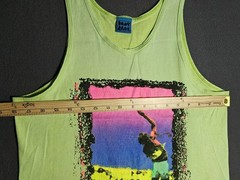 Vintage 1990 Body Ragz Volleyball Tank Top Neon Green Sz Med Oasis Zoo Crew Rare