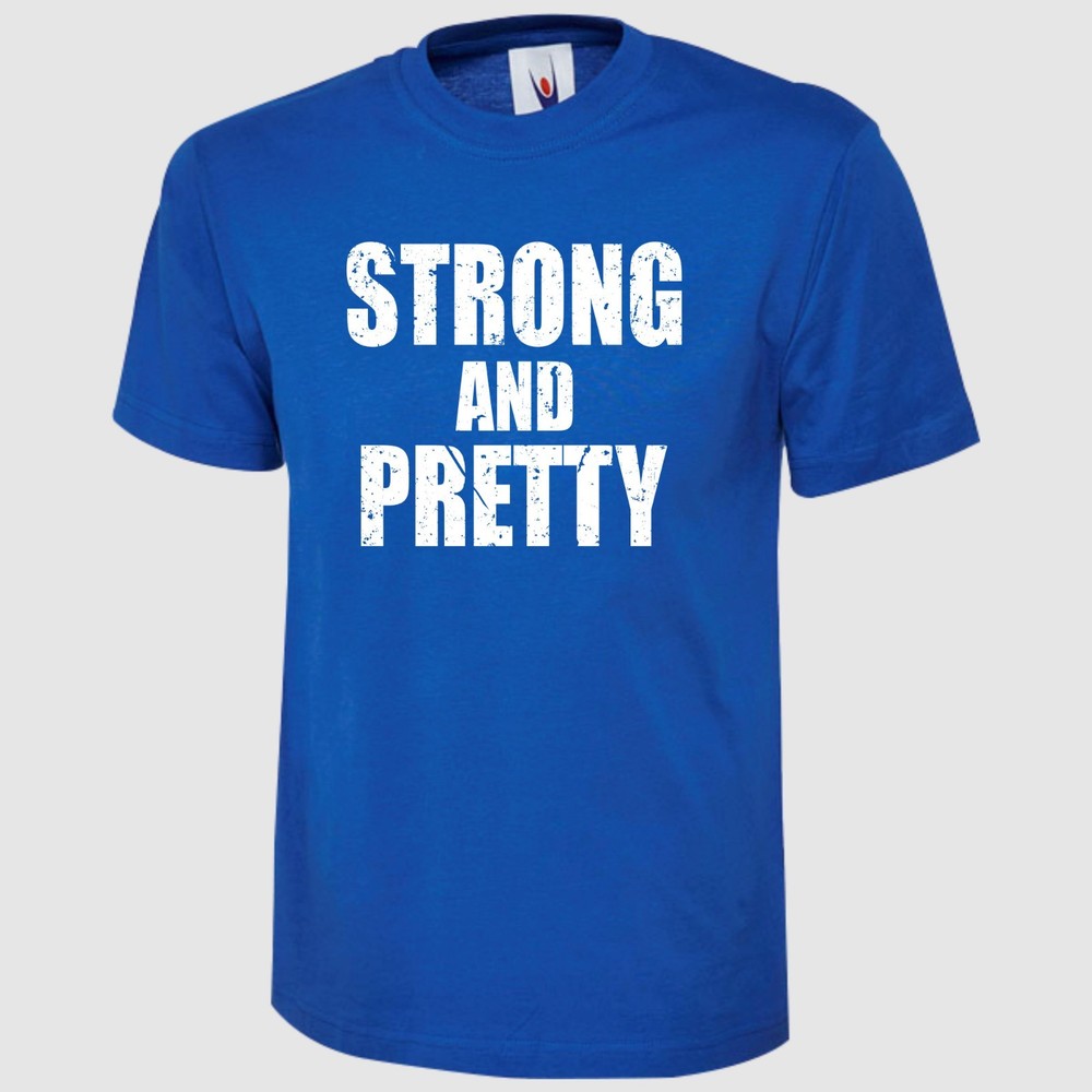 Strong And Pretty T Shirt Gym Clothing Bodybuilding Training Workout Boxing Top