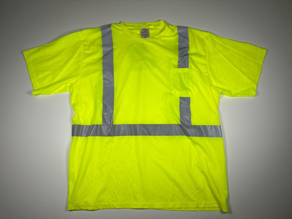Uline T Shirt Men 3XL Yellow High Vis Safety Reflective Pocket