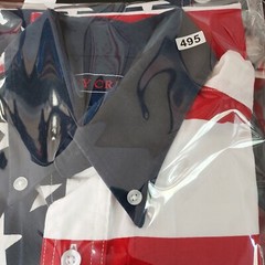 Ivy Crew Med Short Sleeve Men Dress Shirt 100% Cotton American Flag 4th July
