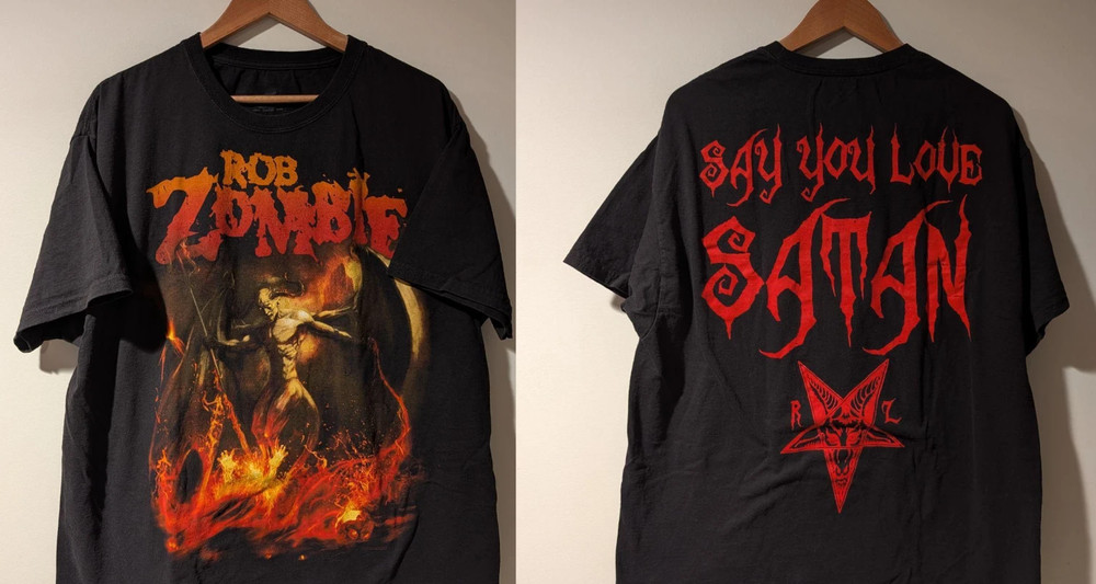 Vintage Rob Zombie Say You Love Satan T-Shirt Hanes Horror Metal Tee S-5XL
