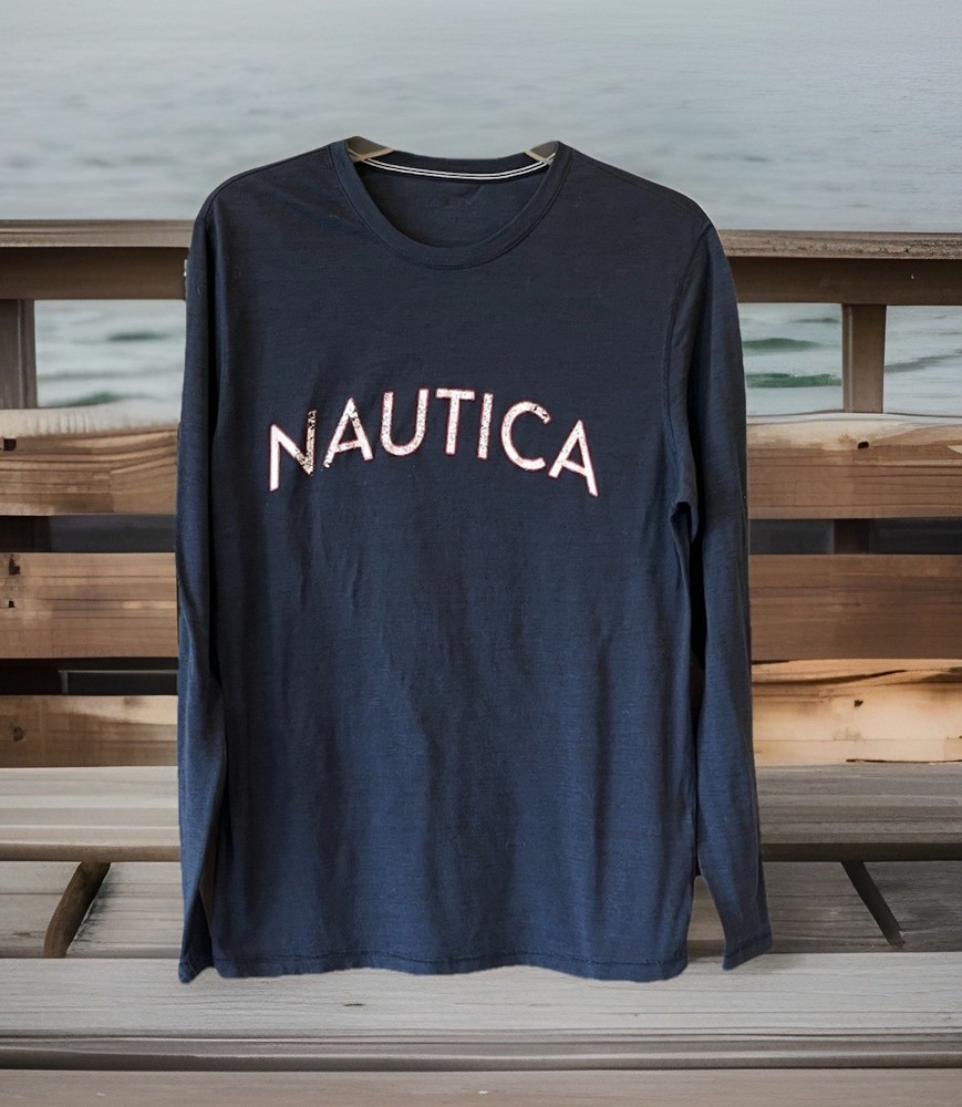 Nautica Navy Blue Lightweight Long Sleeve Shirt Men’s Medium