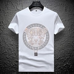 Men Fashion Trend Leopard Diamond Rhinestone Streetwear Summer Luxury T-Shirt