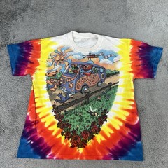 GRATEFUL DEAD Summer Tour Concert Liquid Blue Tie Die Graphic Tshirt Tee Small