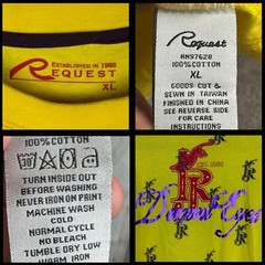 Request T-Shirt Mens Vibrant Yellow Crew Layered Demon Eyes XL Y2K Retro