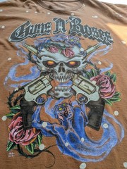 Guns N’ Roses T Shirt Skull Revolvers Orange Bleach Thrashed Tee Mens XL