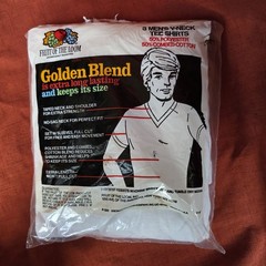 Vtg 1980 Fruit of the Loom V-Neck Tee Shirts Golden Blend White Size XL 3 Pack