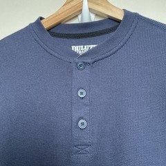 Duluth 40 Grit Henley Thermal Shirt S Standard Fit Untucked Length Blue