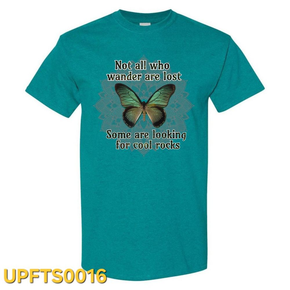 Teal Butterfly Graphic Tee Crew Neck Short Sleeve Cotton Unisex 2XL