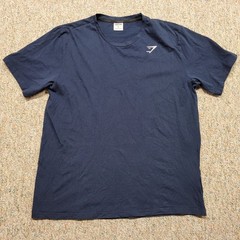 Gymshark Shirt Mens XL Blue Short Sleeve Embroidered Logo Activewear Gym