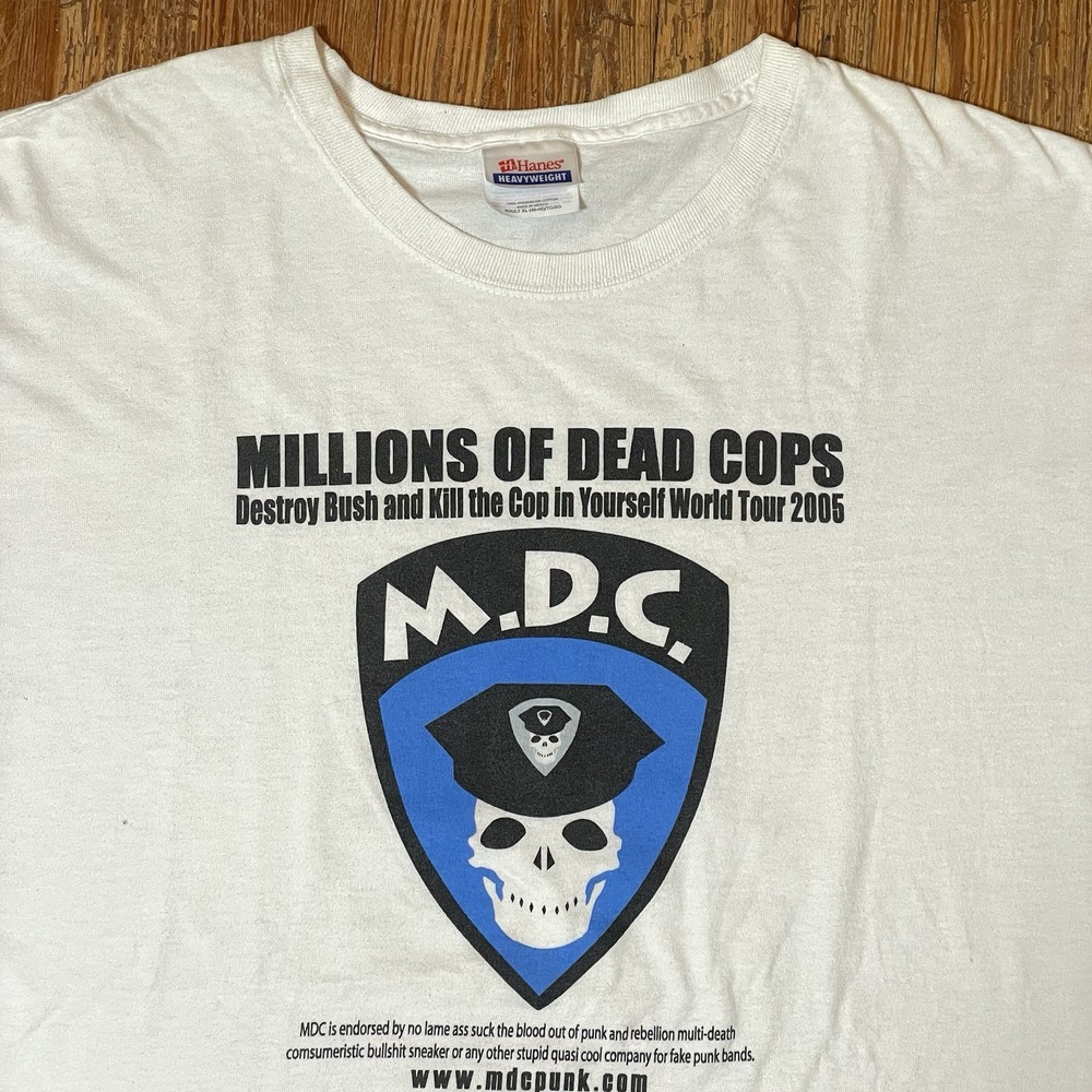 Vintage MDC Shirt Size XL Punk Band Tour Political Anti George Bush Cop Protest