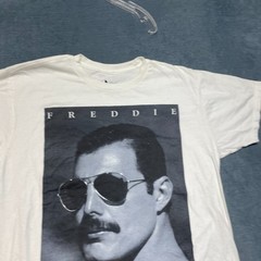 Freddie Mercury British Singer T Shirt Mens Large White Graphic Cotton Crew Neck