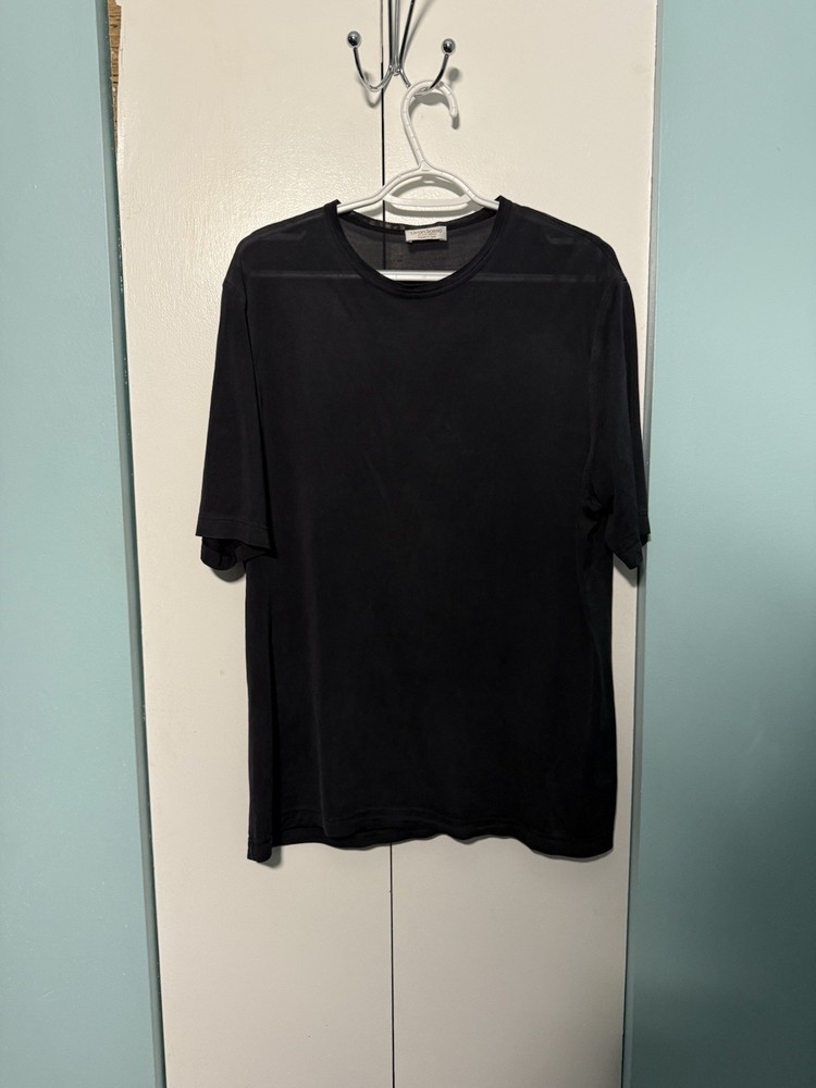 Vintage Gran Sasso Mens T-Shirt Large (50-52) Blue 100% Silk Italy Very Good