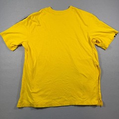 Adidas T-Shirt Mens Large Yellow 3-Stripe Performance Athletic Gym Sportswear