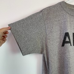 Vintage Army Black Marled Gray Spellout Ringer Tee T-Shirt Shirt Chest 48″