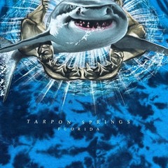 Great White Shark Tee Shirt Adult Size XL Blue Tie Dye Vintage Style Nature