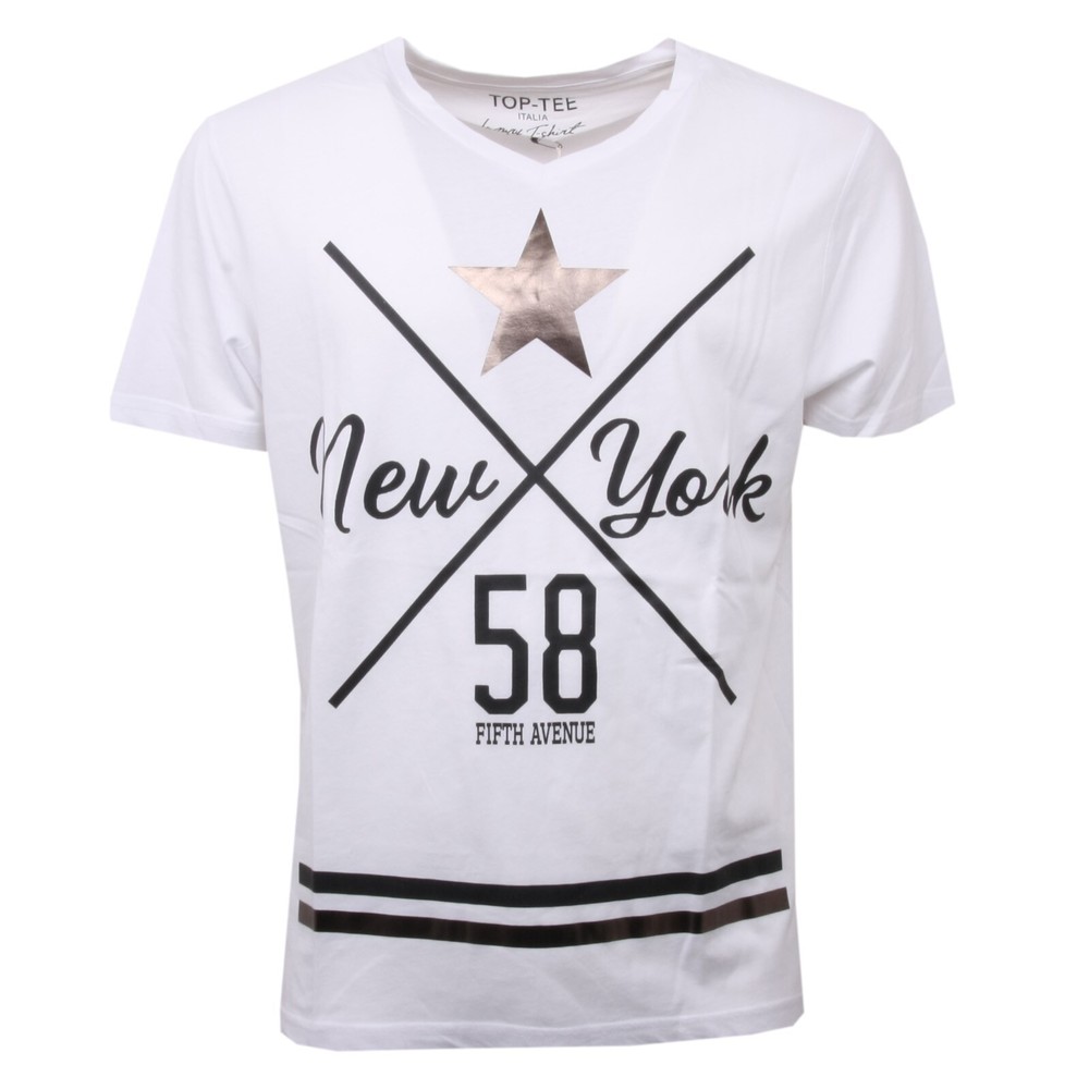 C1472 maglia uomo TOP-TEE LUXURY T-SHIRT bianco/nero t-shirt men