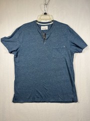 Paperdenim & Cloth Men’s Blue Henley Cotton Blend T-Shirt Short Sleeve M