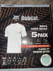 Bobcat ~ Mens 5-Pack T-Shirts Crew Neck Cotton Blend Cat Logo ~ XL (42-44)