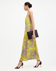 All Saints Womens Printed Maxi Dress Kura Inpiral Viscose Regular Fit Stretch