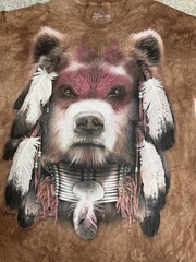 The Mountain Warrior Bear Tye Dye Tshirt Sz LG, Nature Liquid Blue Native