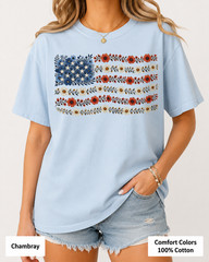 Floral American Flag Comfort Colors Shirt