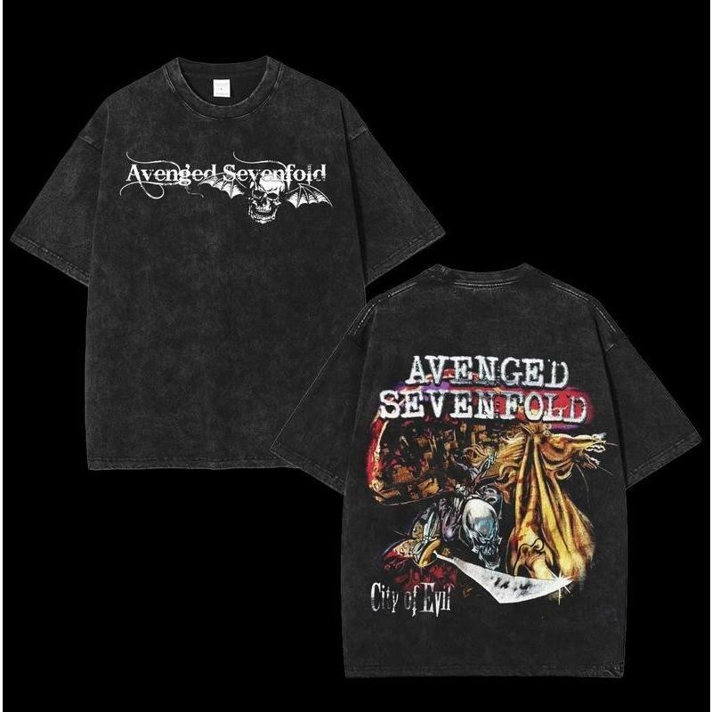 Avenged sevenfold City of Evil Shirt Oversized Washed Heavyweight Cotton T-shirt