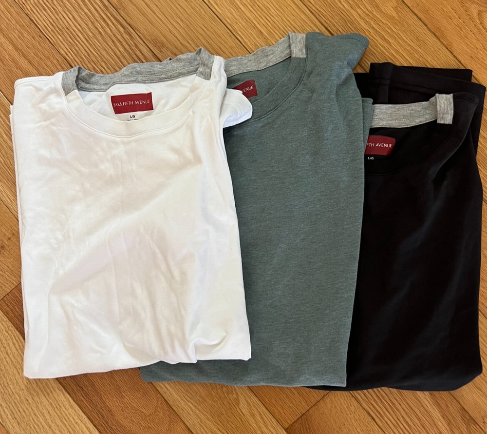 Men’s Saks Fifth Avenue Black or White or Teal 100% Cotton Crewneck T-Shirt XL