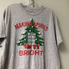 New Holiday Time Mens Large Gray Crew Neck Christmas T Shirt “ Making Bright “