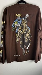 Warren Lotas Brown Nuke Cowboy Long Sleeve Tee Shirt Size M