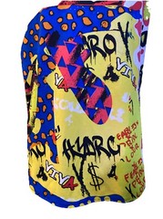 Royal Blue Label Graffiti T Shirt Colorful Print Urban Street Art Size M