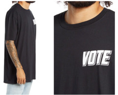 BP VOTE Black White Graphic Political T-Shirt Crewneck Cotton M Oversize