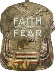 Faith Over Fear Embroidered Camo Structured Adjustable One Size Fits All Hat