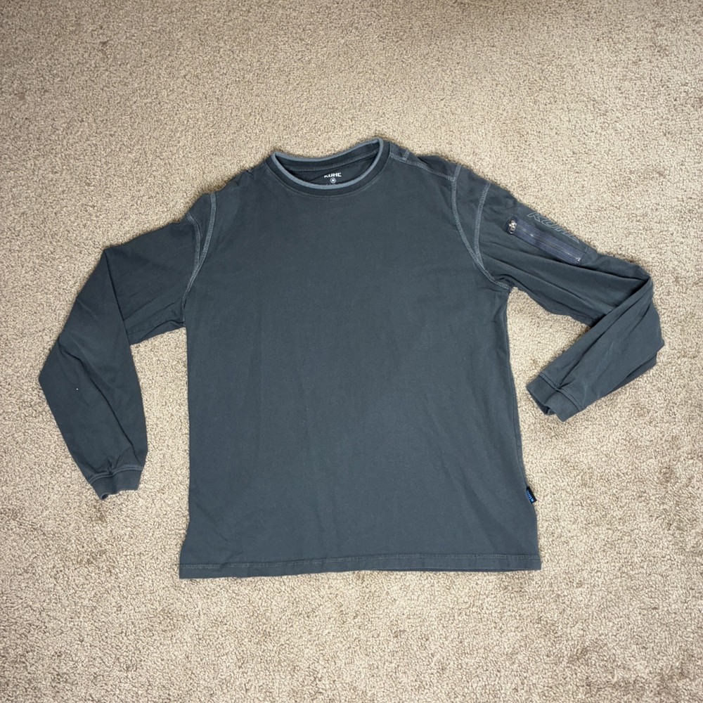 Kuhl Kommando Crew WildFibre Shirt Mens M Gray Zip Pocket Long Sleeve