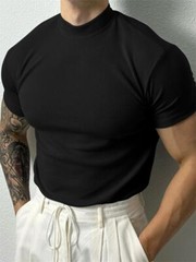 Camiseta De Manga Corta Con Cuello De Pico Para Hombre Moda Ajustada Casual Lujo