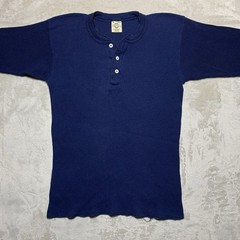 Vintage 90s Northwest Territory Thermal Henley Shirt XL Navy Waffle Made In USA