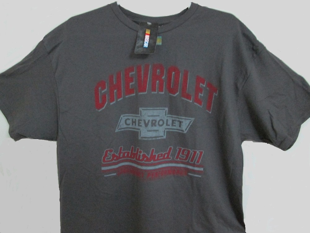 CHECKERED FLAG SPORTS CHEVROLET ESTABLISHED 1911 MENS CHARCOAL CHEVY TEE SHIRT