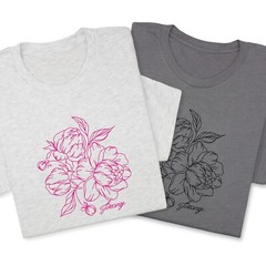 Peony Embroidered T-Shirt, Custom Color Floral Tee, Botanical Gift Shirt
