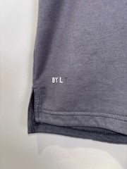 BYLT Premium Basics Men’s T-Shirt Large L Dark Grey Basic Crew Split Hem Tee